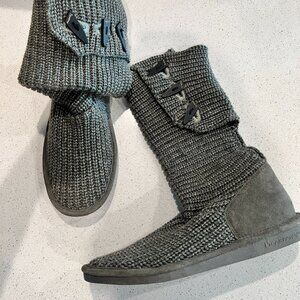 ✨ BEARPAW WOMEN’S KNIT TALL BOOTS — GREY — RARE SIZE 13 ✨